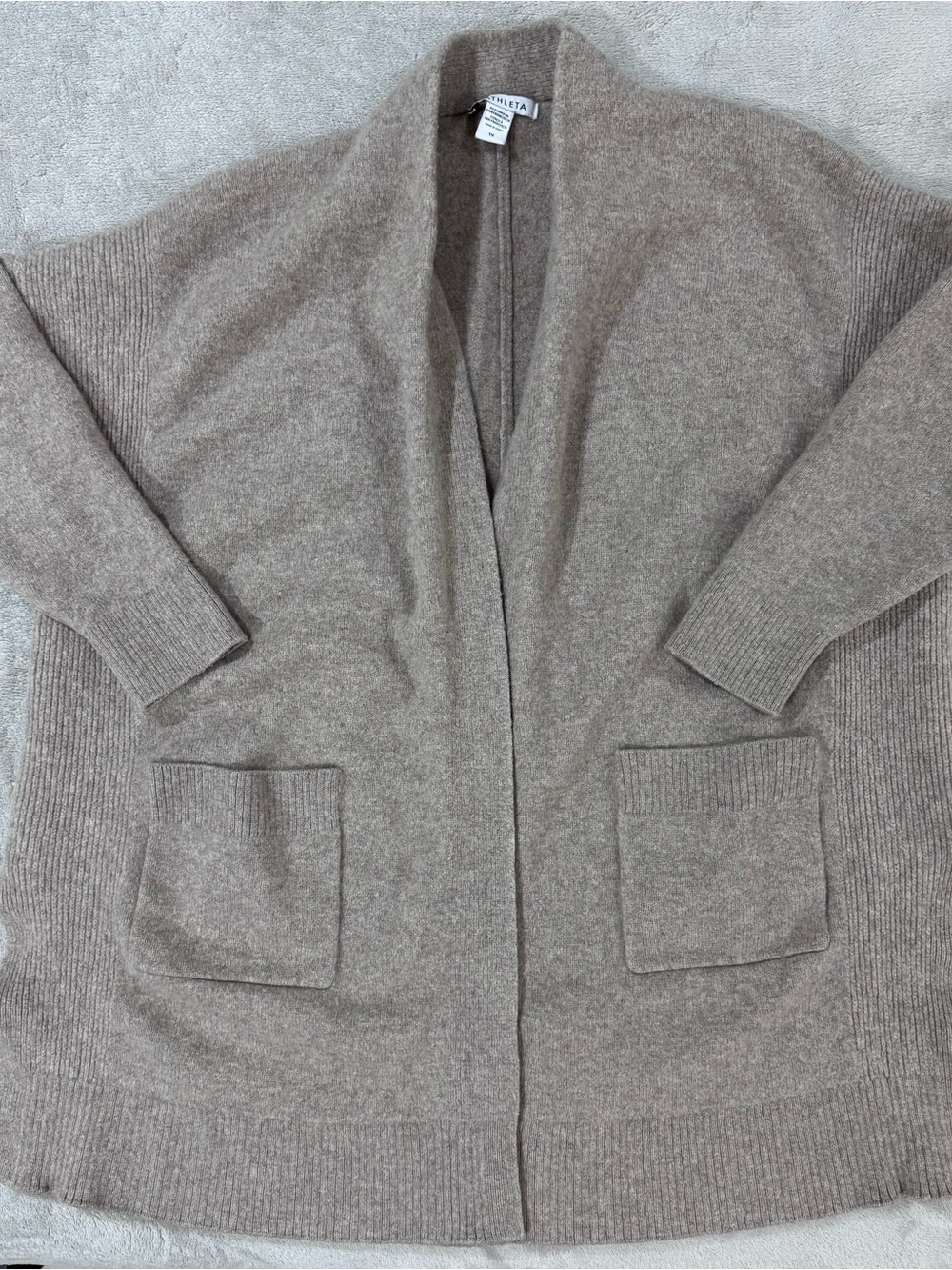Athleta Spirit Wool Cashmere Wrap Cardigan Sweater Beige 1X Womens Oversized